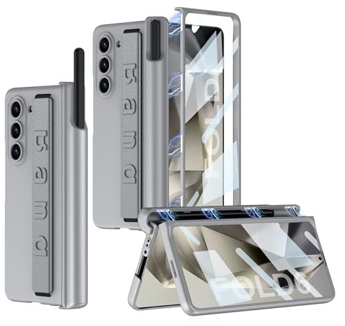 Ultra Thin Case Cover With Leather Strap Hinge Protector S Pen Holder For Samsung Galaxy Z Fold6 Galaxy Fold 6 Case Cover Matte Grey Featured