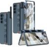 Ultra Thin Case/Cover with Leather Strap & Hinge Protector S Pen Holder for Samsung Galaxy Z Fold6 / Galaxy Fold 6 Case Cover - Matte GreyGreen
