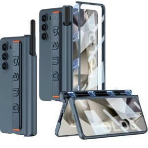 Ultra Thin Case Cover With Leather Strap Hinge Protector S Pen Holder For Samsung Galaxy Z Fold6 Galaxy Fold 6 Case Cover Matte Greygreen Featured