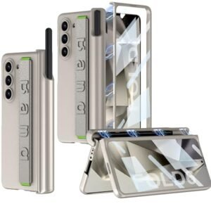 Ultra Thin Case Cover With Leather Strap Hinge Protector S Pen Holder For Samsung Galaxy Z Fold6 Galaxy Fold 6 Case Cover Matte Titanium Featured