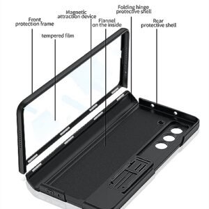 Ultra Thin Case Cover With Magnetic Hinge Cover Front Glass Protector For Samsung Galaxy Z Fold5 Galaxy Fold 5 Case Cover Matte Grey Featured