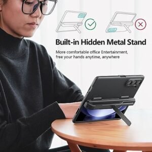 Upgraded Case For Samsung Galaxy Z Fold 5 With S Pen Holder Bump Texture Design Creative Hinge Protectionhidden Kickstand Protective Phone Case Black Featured