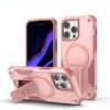 Us Lite Back Cover For Iphone 15 Pro Max With Portable Kickstand Mag Safe Compatible Magnetic Case Shockproof Military Grade Protection Rugged Armor Design Phone Cover Pink Featured