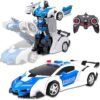 Valuevibes 2 In 1 Transforming Remote Control Car One Click Deformation Robot Rc Car Toys For Kids Age 3 4 5 6 Year Old Rechargeable 360 Rotation With Light Police Car Featured