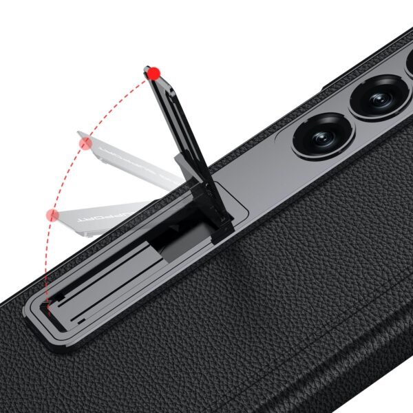 Vegan Leather Electroplated Back Case Cover With Front Glass Magnetic Hinge Cover Kickstand For Samsung Galaxy Z Fold6 Galaxy Fold 6 Case Cover Gallery 7
