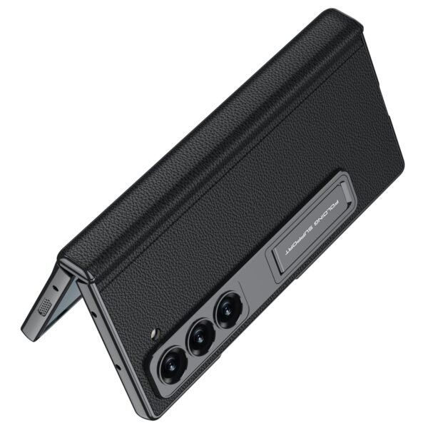 Vegan Leather Electroplated Back Case Cover With Front Glass Magnetic Hinge Cover Kickstand For Samsung Galaxy Z Fold6 Galaxy Fold 6 Case Cover Gallery 8