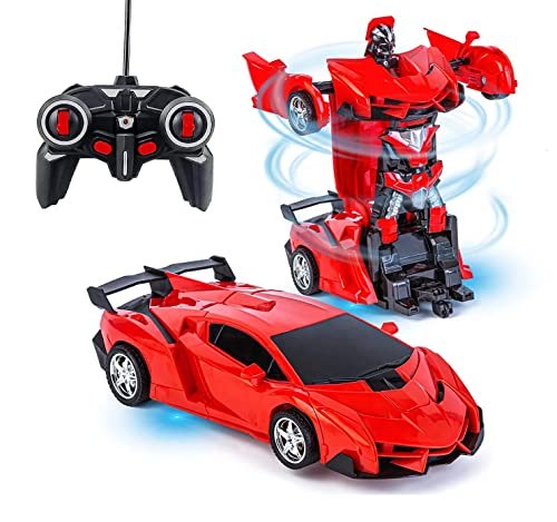 Velocious Remote Control Transform Car Robot Boys Toys With Lights Rc Car 2 4ghz 118 Rechargeable 360rotating Race Gifts For Kids Girls Party Gallery 1