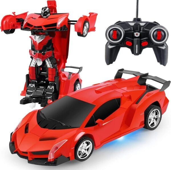 Velocious Remote Control Transform Car Robot Boys Toys With Lights Rc Car 2 4ghz 118 Rechargeable 360rotating Race Gifts For Kids Girls Party Gallery 7