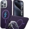 Vihibii For Iphone 15 Pro Max Case Compatible With Magsafe Built In Transparent Lens Cover Camera Stand Full Body Shockproof Soft Silicone Rubber Phone Cover With Microfiber Lining Purple Featured