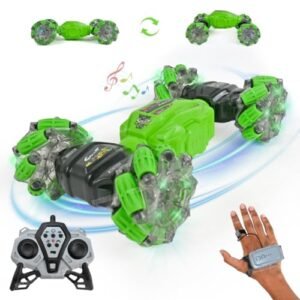 Vikrida Remote Control Car Hand Controlled Gesture Rc Stunt Car With Lights Music For Kids 6 13 Year Old 4wd 2 4ghz Off Road 360 Rotation Toy Car Gift For Boys Girls Green Featured