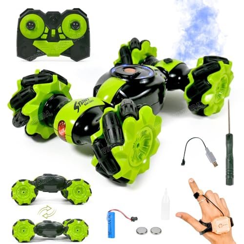 Vikrida Stunt Car Toy With Gesture Sensing Twist And 2 4g Remote Control Technology Double Sided Car Mini Deformation Toy Cars For Kids Green Featured