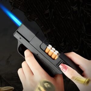 Viovi Focus Gun Design Inbuilt Rechargeable Windproof Torch Blue Jet Flame Lighter 10 Pcs Box Pocket Lighter Featured