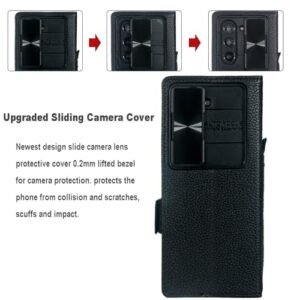 Vitodo For Galaxy Z Fold 6 Case With S Pen Holder Genuine Leather Wallet Case Built In Slide Camera Cover Card Slot Kickstand Hinge Protection Phone Cover For Samsung Galaxy Z Fold6 Black Featured