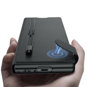Wallet Flip Flap Case Cover With Kickstand Pen Slot For Samsung Galaxy Z Fold6 Galaxy Fold 6 Case Cover Faux Leather Matte Black Featured