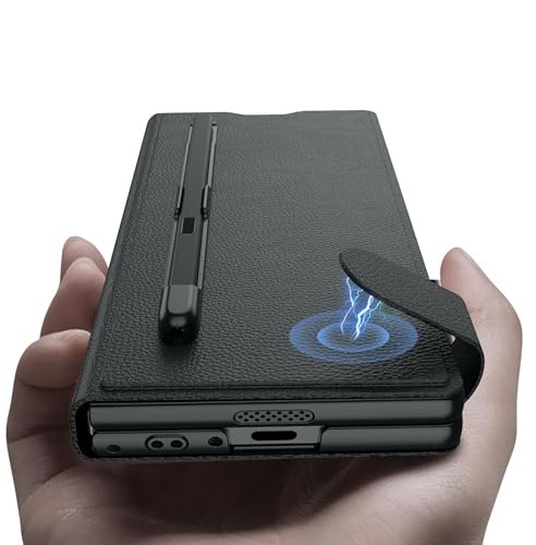 Wallet Flip Flap Case Cover With Kickstand Pen Slot For Samsung Galaxy Z Fold6 Galaxy Fold 6 Case Cover Faux Leather Matte Black Featured