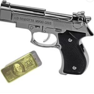 Wbd Flame 100 Dollars And M92g Samll Size Gun Mouser Gun Shaped Premium Look Side Slider Windproof Jet Flame Cigarette Lighter Hookah Pocket Lighter Pack Of 2 Featured