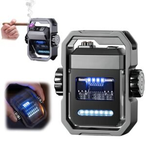 Wiska Metal Electric Lighters Stylish Armor Shape Windproof Rechargeable Arc Smoking Lighter With Spin Ideal For Camping Foldable Pocket Plasma Lighter With Usb Charging Featured