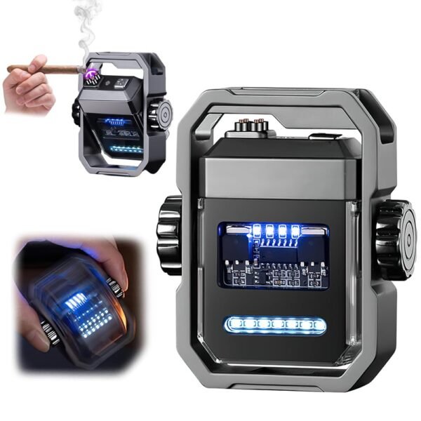 Wiska Metal Electric Lighters Stylish Armor Shape Windproof Rechargeable Arc Smoking Lighter With Spin Ideal For Camping Foldable Pocket Plasma Lighter With Usb Charging Featured