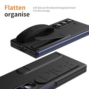 Ximand For Samsung Galaxy Z Fold 6 Protect Case With Wristband Standbulit In Screen Lens Protection Shockproof Full Body Drop Fall Protection Black Featured