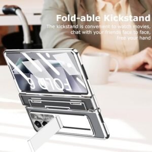 Yqodsz For Samsung Galaxy Z Fold 6 2024 Clear Case With Flat Hinge Protection Z Fold 6 5g Case Built In Screen Protector Kickstand All Inclusive Protective Cover Case For Z Fold 6 Silver Featured