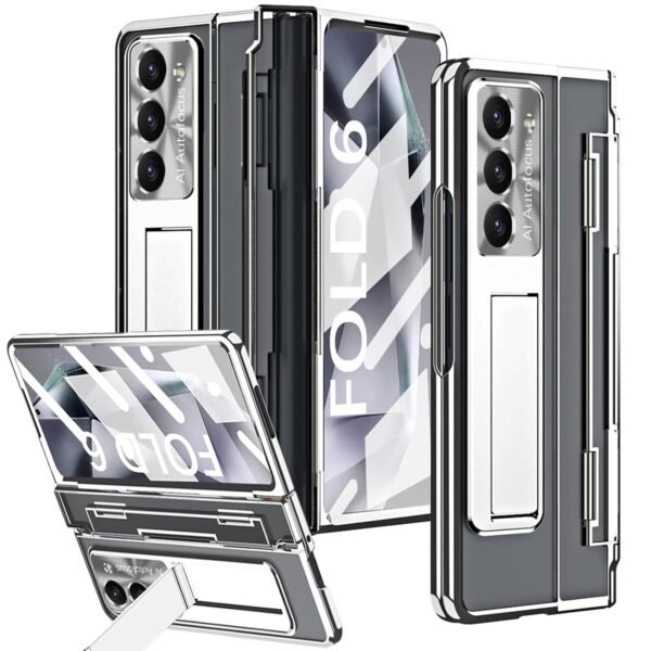 Yqodsz For Samsung Galaxy Z Fold 6 2024 Clear Case With Flat Hinge Protection Z Fold 6 5g Case Built In Screen Protector Kickstand All Inclusive Protective Cover Case For Z Fold 6 Silver Gallery 6