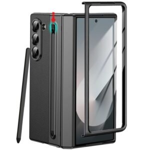 Yqodsz For Samsung Galaxy Z Fold 6 Case With S Pen Holder Slim Stylus Premium Leather Z Fold 6 Pen Holder Case With Hinge Protection Full Coverage Screen Protector Slim Case For Z Fold 6 Black Featured