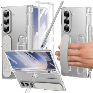 Yqodsz For Samsung Galaxy Z Fold 6 Case With S Pen Holder Slim Stylus Z Fold 6 Kickstand Case With Hand Strap Hinge Protection Screen Protector Raised Edge Protection Cover Case For Z Fold 6 Clear Featured