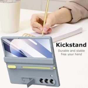 Yqodsz For Samsung Galaxy Z Fold 6 Case With S Pen Holder Slim Stylus Z Fold 6 Pen Holder Case With Kickstand Z Fold 6 Hinge Cover Full Coverage Screen Protector Stand Case For Z Fold 6 Grey Featured
