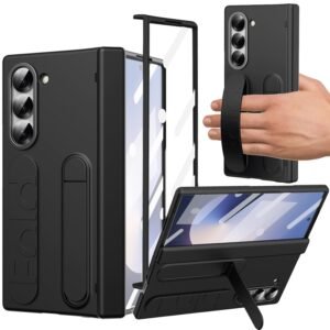 Yqodsz For Samsung Galaxy Z Fold 6 Case With Wrist Strap Fold6 Hand Strap Case With Kickstand Hinge Protector Screen Protector Raised Edge Protection Wristband All Inclusive Cover For Z Fold 6 Black Featured