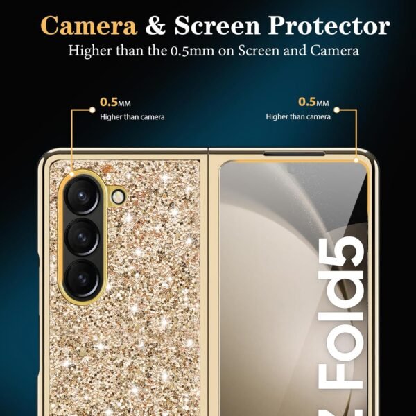 Z Fold 5 Glitter Case For Samsung Galaxy Z Fold5 5g Phone Case For Women Girls Slim Ultra Thin Matte Back Shockproof Protective Cover For Samsung Z Fold 5 5g 7 6 Crystal Bling Case Gallery 2