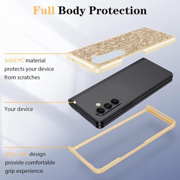 Z Fold 5 Glitter Case For Samsung Galaxy Z Fold5 5g Phone Case For Women Girls Slim Ultra Thin Matte Back Shockproof Protective Cover For Samsung Z Fold 5 5g 7 6 Crystal Bling Case Gallery 3