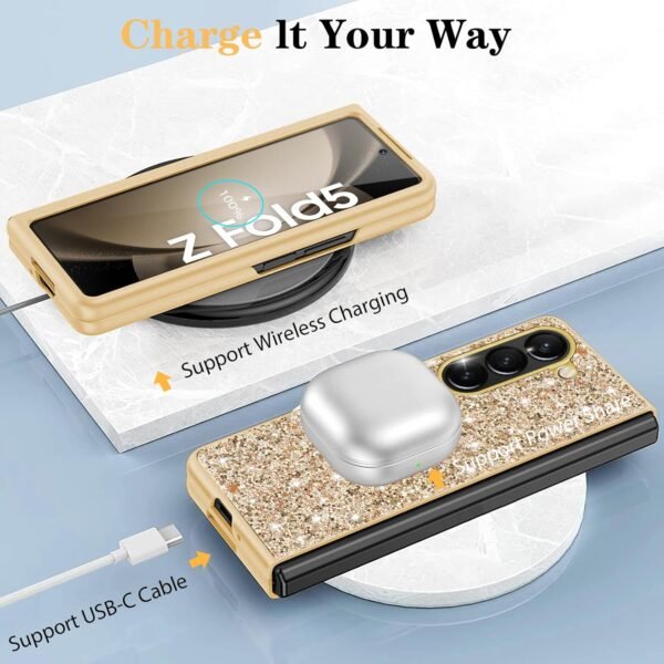 Z Fold 5 Glitter Case For Samsung Galaxy Z Fold5 5g Phone Case For Women Girls Slim Ultra Thin Matte Back Shockproof Protective Cover For Samsung Z Fold 5 5g 7 6 Crystal Bling Case Gallery 4