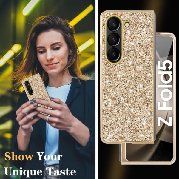 Z Fold 5 Glitter Case For Samsung Galaxy Z Fold5 5g Phone Case For Women Girls Slim Ultra Thin Matte Back Shockproof Protective Cover For Samsung Z Fold 5 5g 7 6 Crystal Bling Case Gallery 5