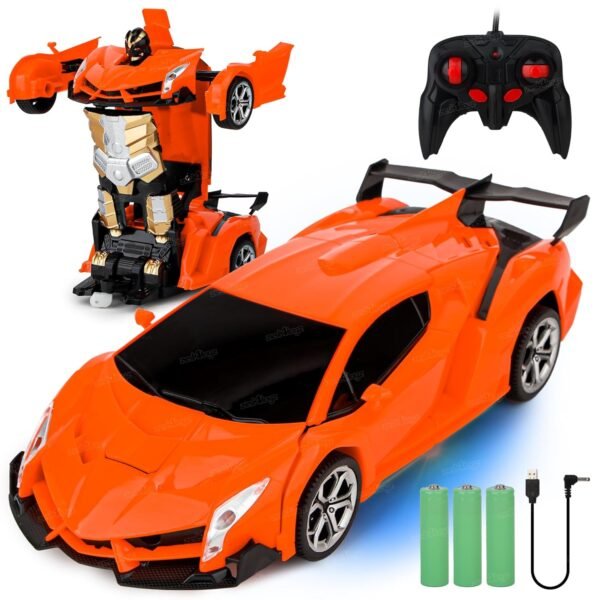 Zest 4 Toyz Remote Control Deformation Robot Car For Kids With 360 Rotation Rechargeable Battery Rc Toy Vehicle Transformation Robot Car Toy For Boys And Girls Orange Gallery 7