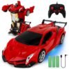Zest 4 Toyz Remote Control Deformation Robot Car For Kids With 360 Rotation Rechargeable Battery Rc Toy Vehicle Transformation Robot Car Toy For Boys And Girls Red Featured