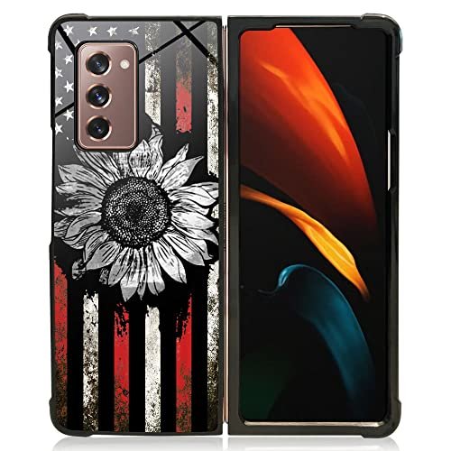 Zhegailian Compatible With Samsung Galaxy Z Fold2 5g Casepattern Design Hard Pc Back Cover Non Slip Shock Absorption Protective Case For Samsung Galaxy Z Fold2 5g For Women Retro Sunflower Flag Featured