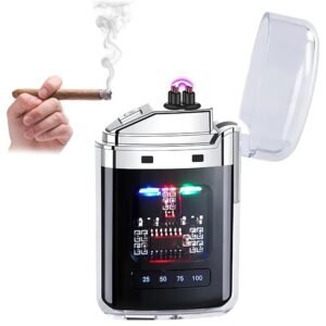 Zotimo Stylish Pocket Sized Transparent Electric Lighter Windproof Dual Arc Plasma Usb Rechargeable Lighter Ideal For Smoking And Camping Unique Cool Design Liter For Smo Featured