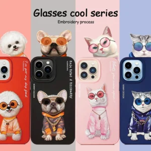 3d Embroidery Trendy Fashion Sunglasses Cute Pet Cat Phone Case For Iphone14 Iphone13 Pro Promax Featured