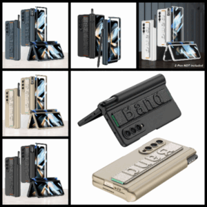 5 Colours Anti Shock Wristband Matte Hard Pc Cover With Glass Film Magnetic Hinge Pen Holder Case For Samsung Galaxy Z Fold3 Fold4 Fold5 Featured