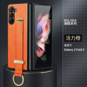 6 Color For Samsung Galaxy Z Fold5 Fold4 Fold3 Fold2 Leather Back Cover Phone Case Bag Finger Holder Kickstand Full Edge Protect Featured