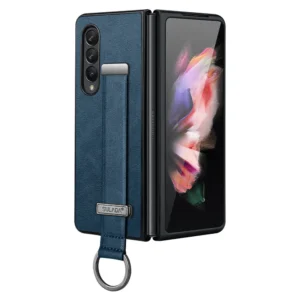 6 Color For Samsung Galaxy Z Fold5 Fold4 Fold3 Fold2 Leather Back Cover Phone Case Bag Finger Holder Kickstand Full Edge Protect Gallery 5