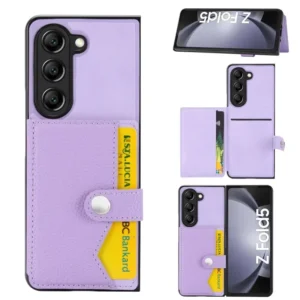 Card Slot Holder Phone Case Samsung Galaxy Z Fold 5 4 3 Fold5 Fold4 Fold3 5g Wallet Hard Plastic Lychee Pattern Pu Leather Cover Featured
