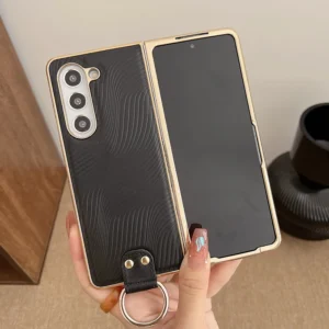 Case For Samsung Galaxy Z Fold5 Z Fold4 Z Fold3 Plating Gradient Large Wave Rivet Ring Buckle Hard Mobile Phone Case Cover Gallery 4