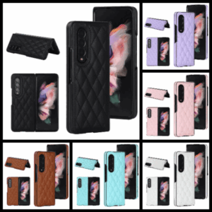 Check Patterned Cushion Feel Leather Cover For Samsung Galaxy Z Fold 4 3 7 Colors Featured