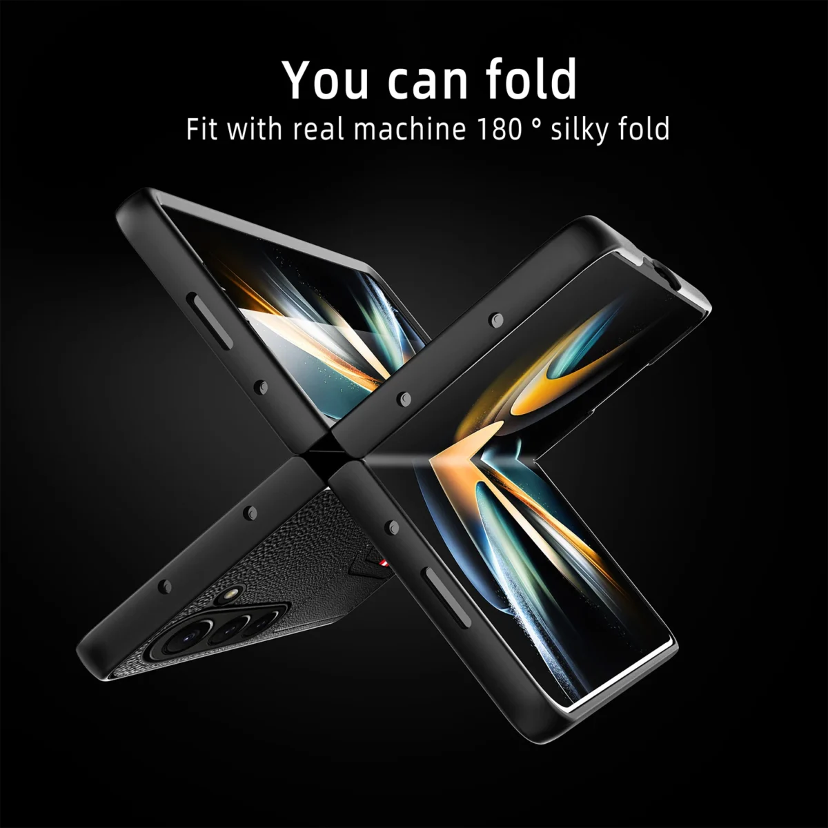 Clemence Leather Phone Case For Samsung Galaxy Z Fold5 Fold4 Fold3 Fold 5 4 3 5g With Card Holder Fall Prevention Cover Gallery 3