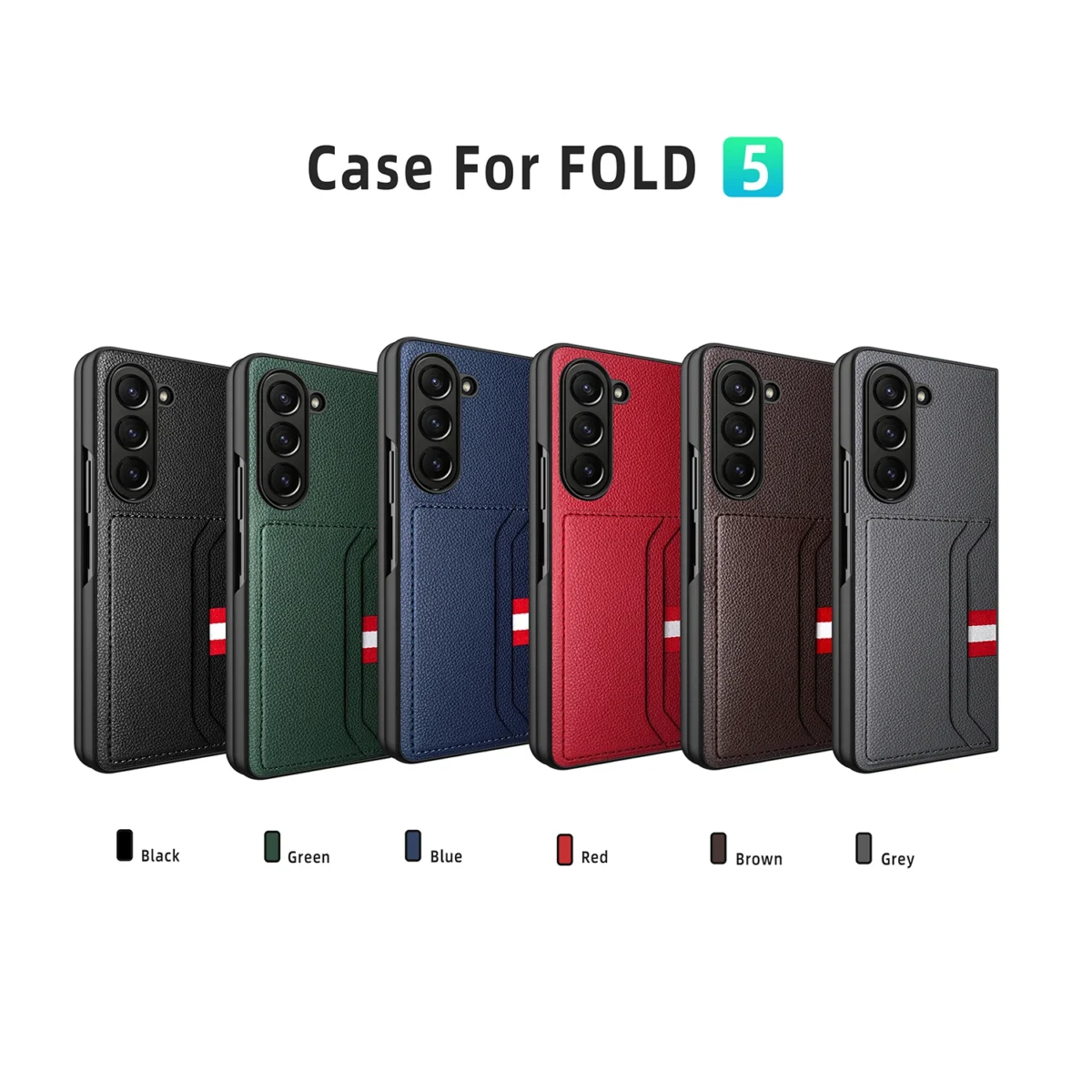 Clemence Leather Phone Case For Samsung Galaxy Z Fold5 Fold4 Fold3 Fold 5 4 3 5g With Card Holder Fall Prevention Cover Gallery 5