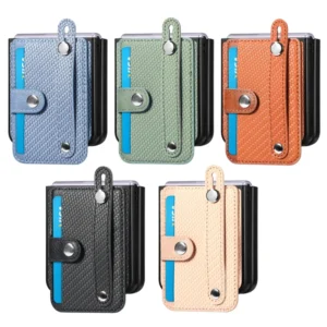 Creative Wallet Card Flip Phone Cover For Samsung Galaxy Z Flip 5 4 3 2 Full Protection Anti Drop Wrist Strap Folding Phone Case Featured
