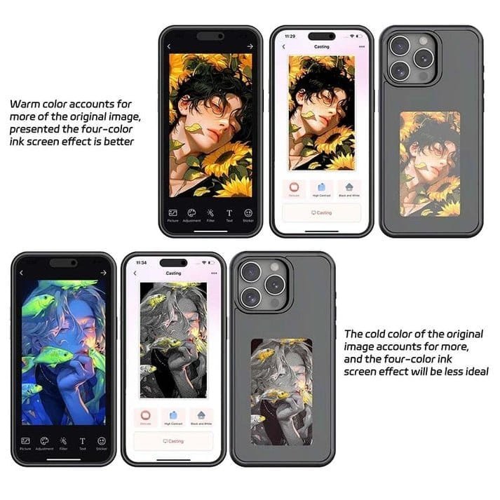 Diy E Ink Smart Display Photo On Rear Projection On Back Cover For Iphone14 Iphone15 Pro Promax 3 Colours Gallery 27