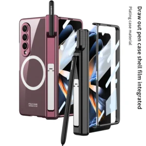 Electroplated Pen Box Case Mag Safe Wireless Charging For Samsung Galaxy Z Fold3 Fold4 Featured