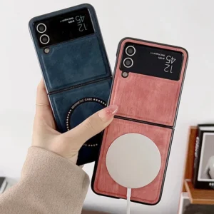 Fashion Leather Magsafe Protective Magnetic Phone Case For Samsung Galaxy Z Flip 3 4 Featured